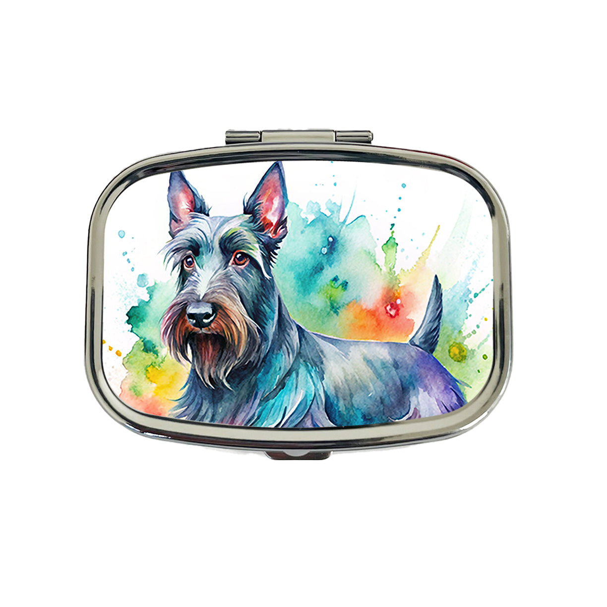Scottish Terrier Dog Watercolor Style Travel Pill Box Case