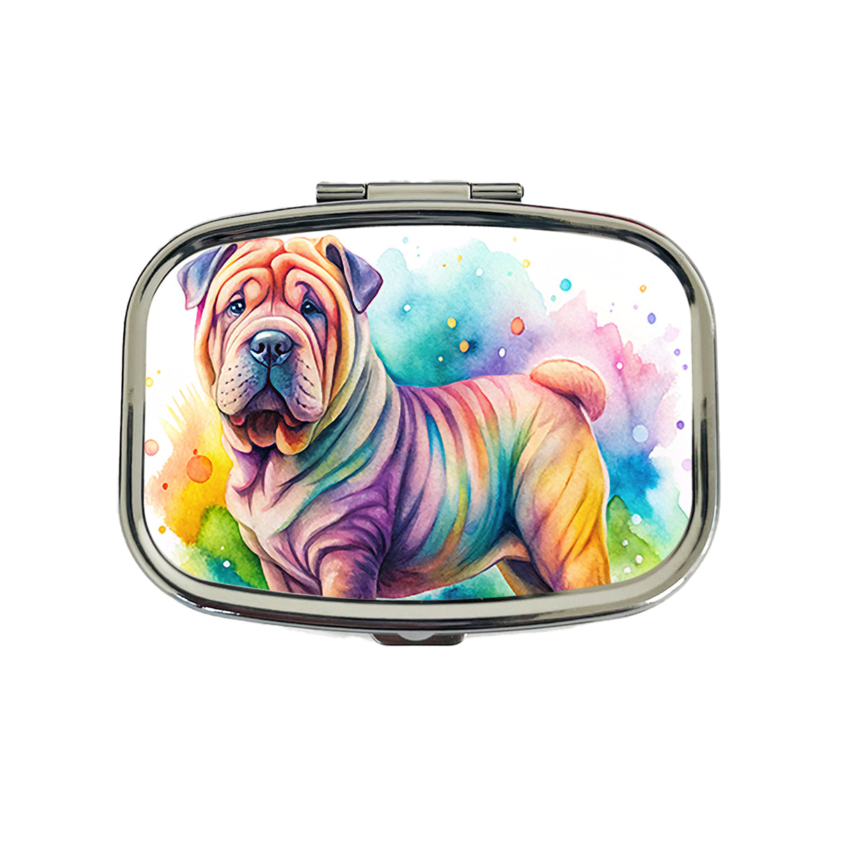 Shar Pei Dog Watercolor Style Travel Pill Box Case