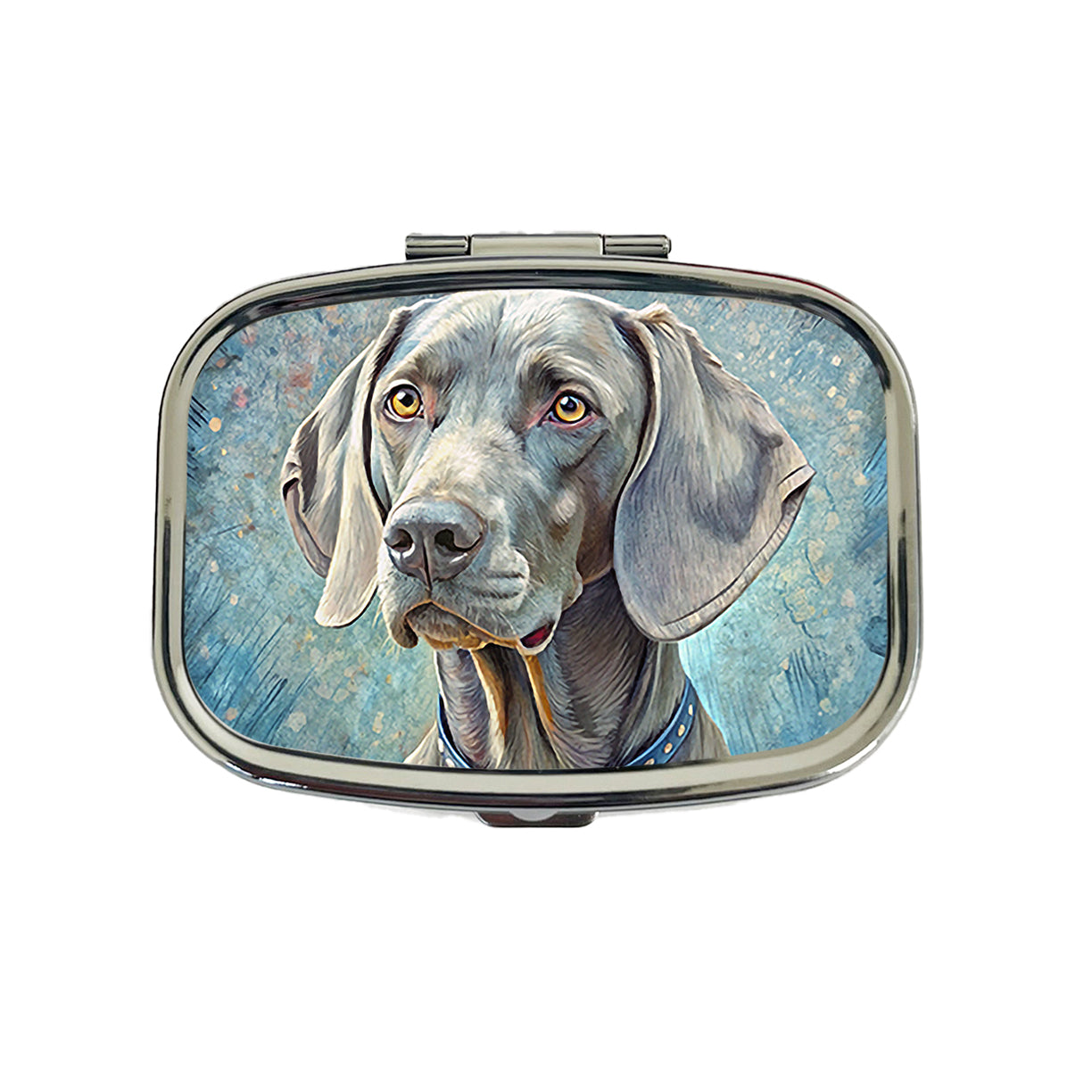 Weimaraner Dog Illustration Travel Pill Box Case