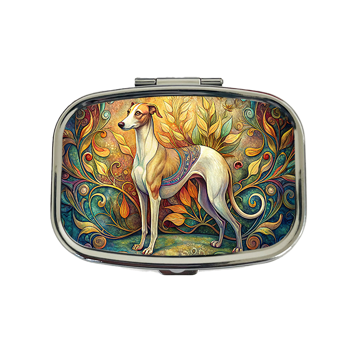 Whippet Dog Art Nouveau Travel Pill Box Case