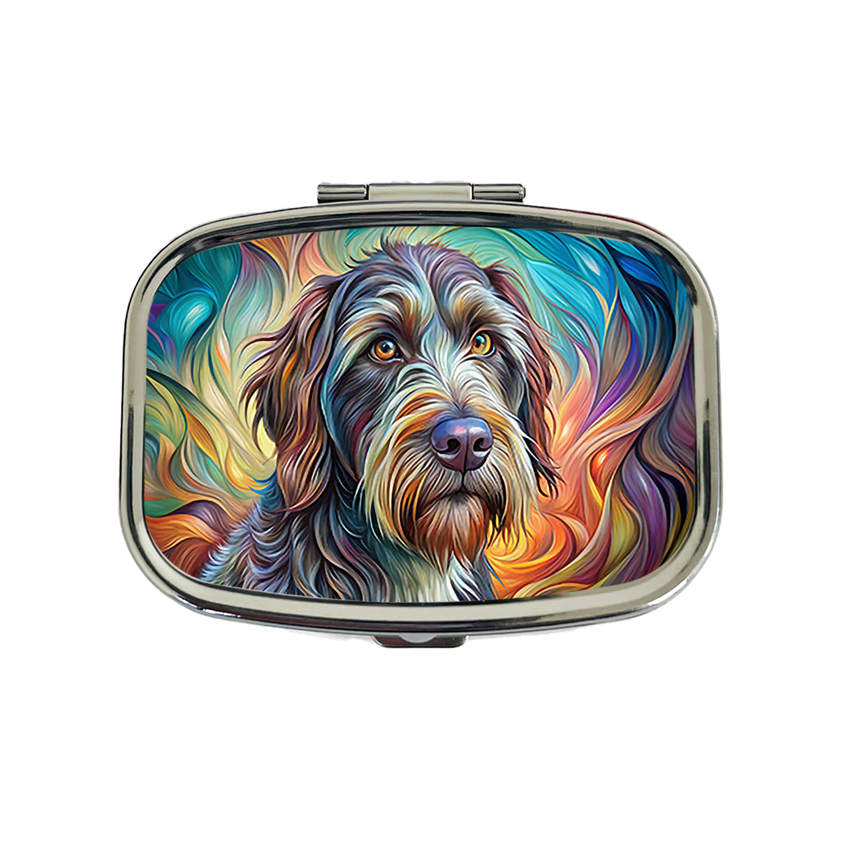 Wirehaired Pointing Griffon Dog Abstract Art Travel Pill Box Case