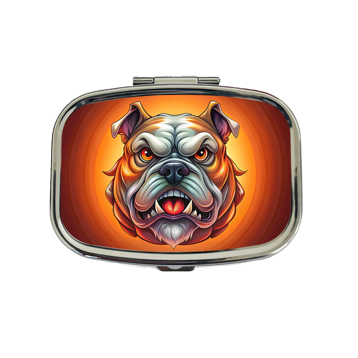 Angry Bulldog Cartoon Face Travel Pill Box Case