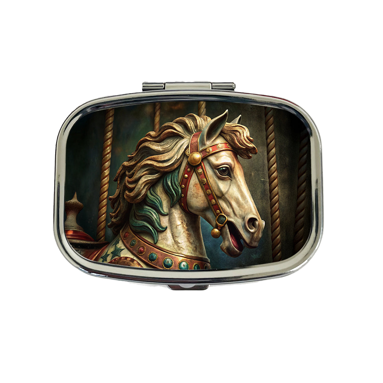 Carousel Horse Close-up Travel Pill Box Case