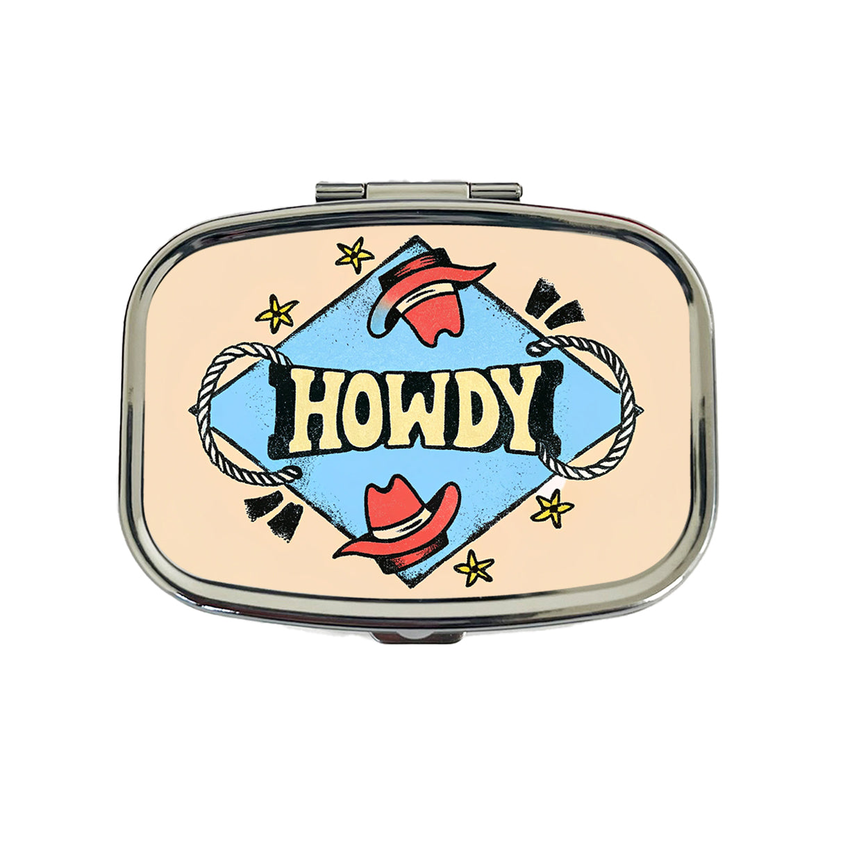 Howdy Country Cowboy Cowgirl Travel Pill Box Case