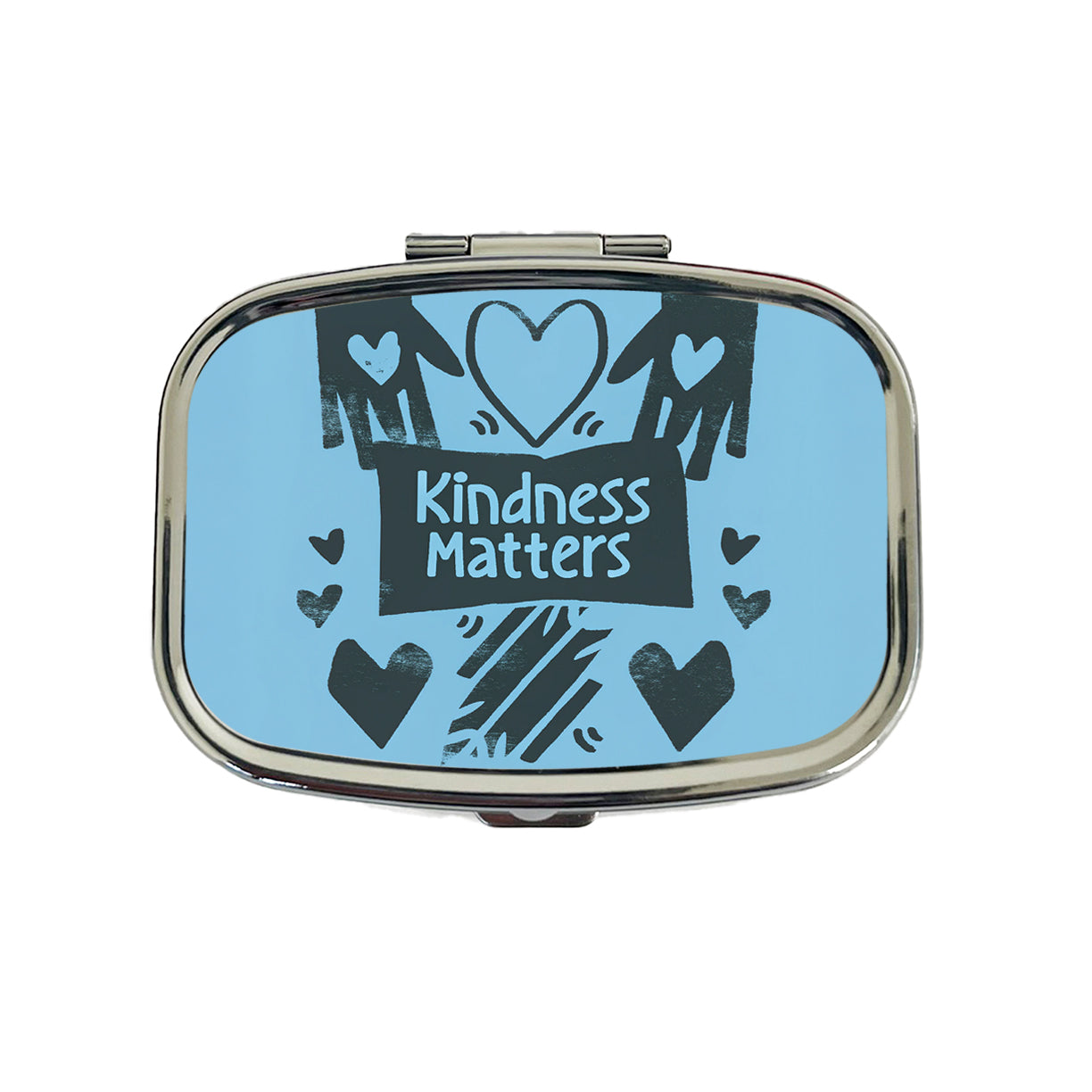 Kindness Matters Black Blue Travel Pill Box Case