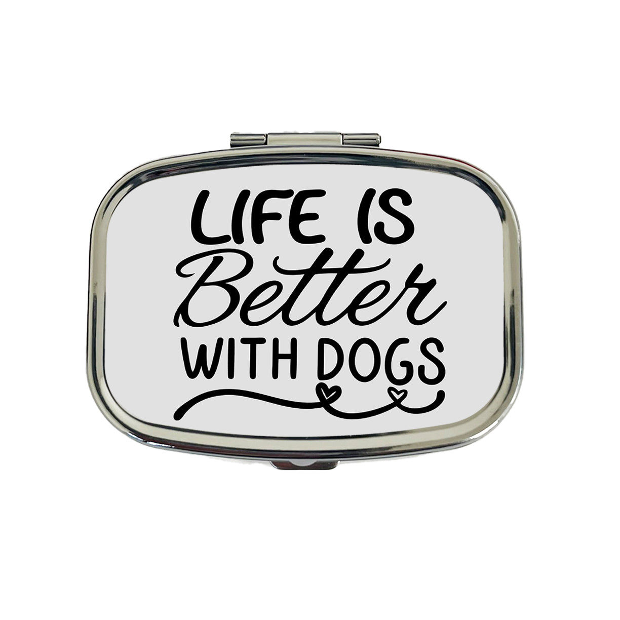 Life Is Better With Dogs Gray Travel Pill Box Case