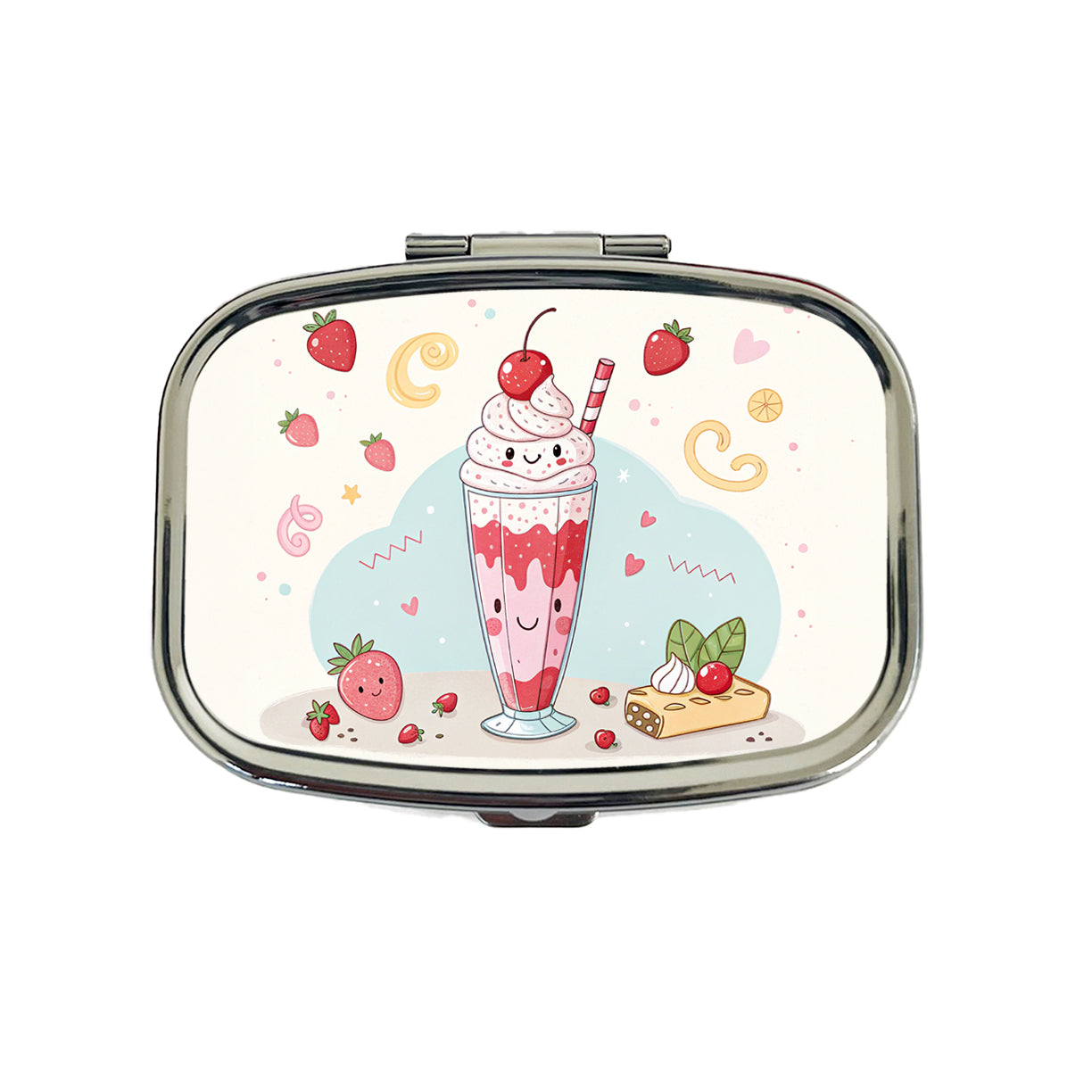 Kawaii Strawberry Milk Shake Travel Pill Box Case