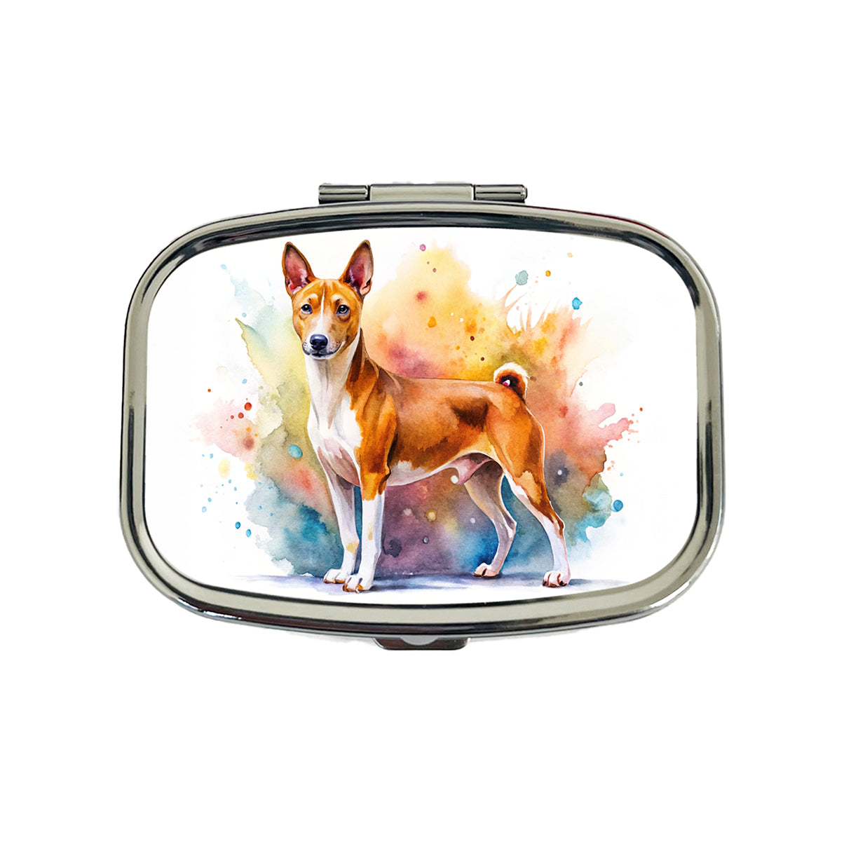 Basenji Dog Watercolor Style Travel Pill Box Case