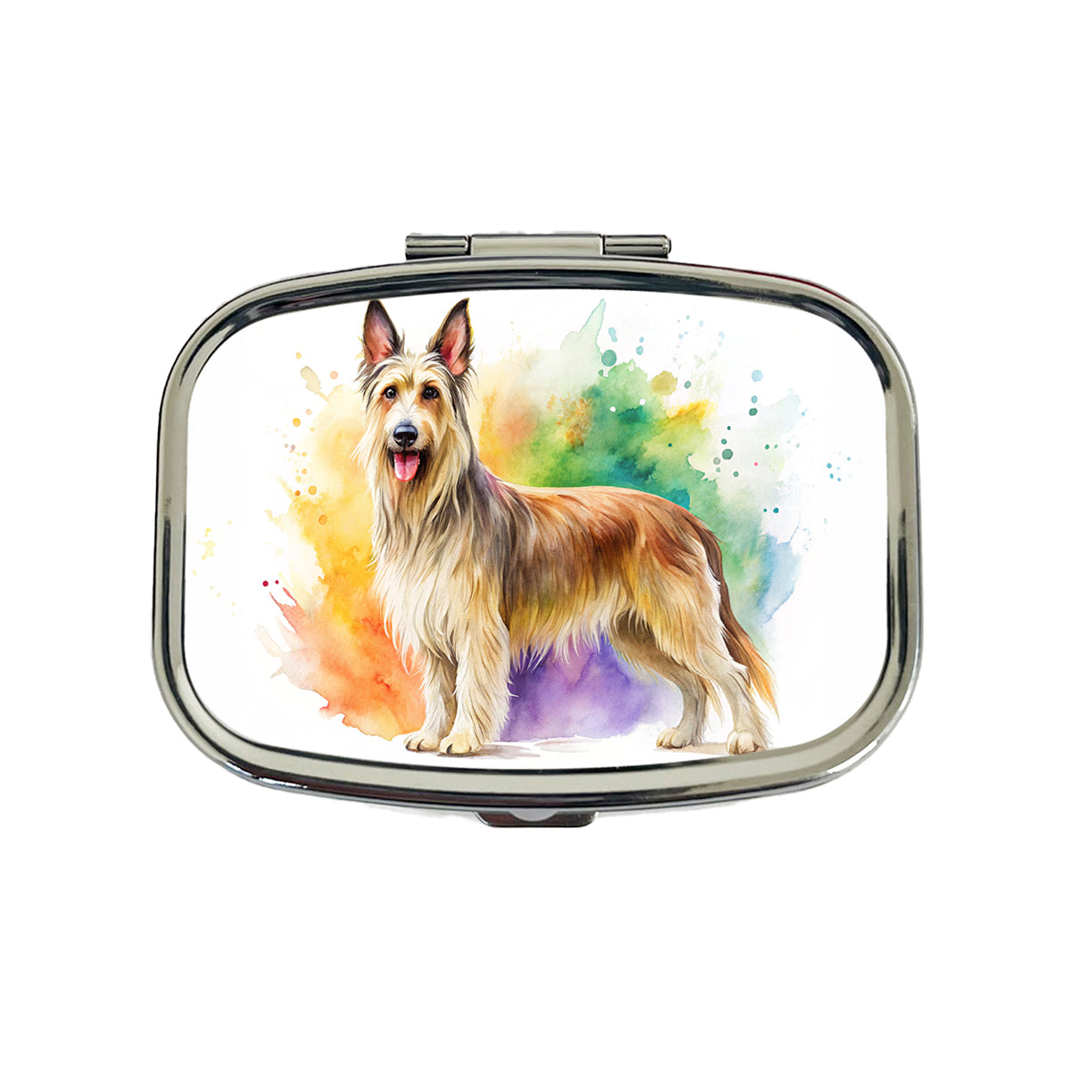 Berger Picard Dog Watercolor Style Travel Pill Box Case
