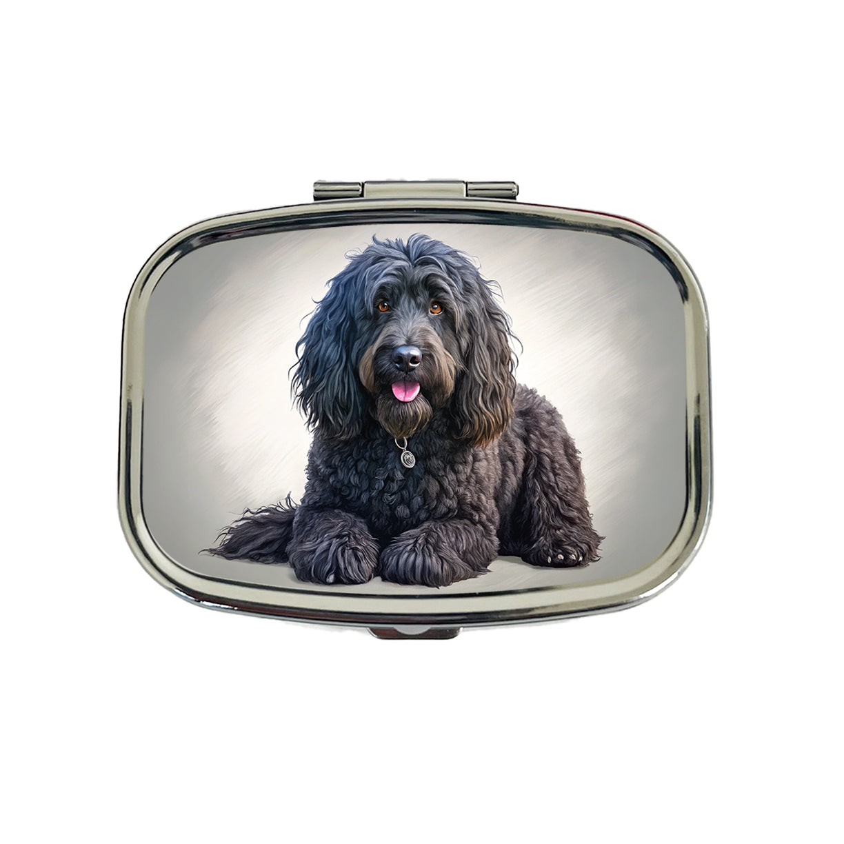 Black Russian Terrier Dog Illustration Travel Pill Box Case