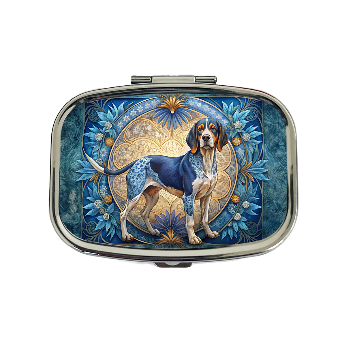 Bluetick Coonhound Dog Art Nouveau Travel Pill Box Case