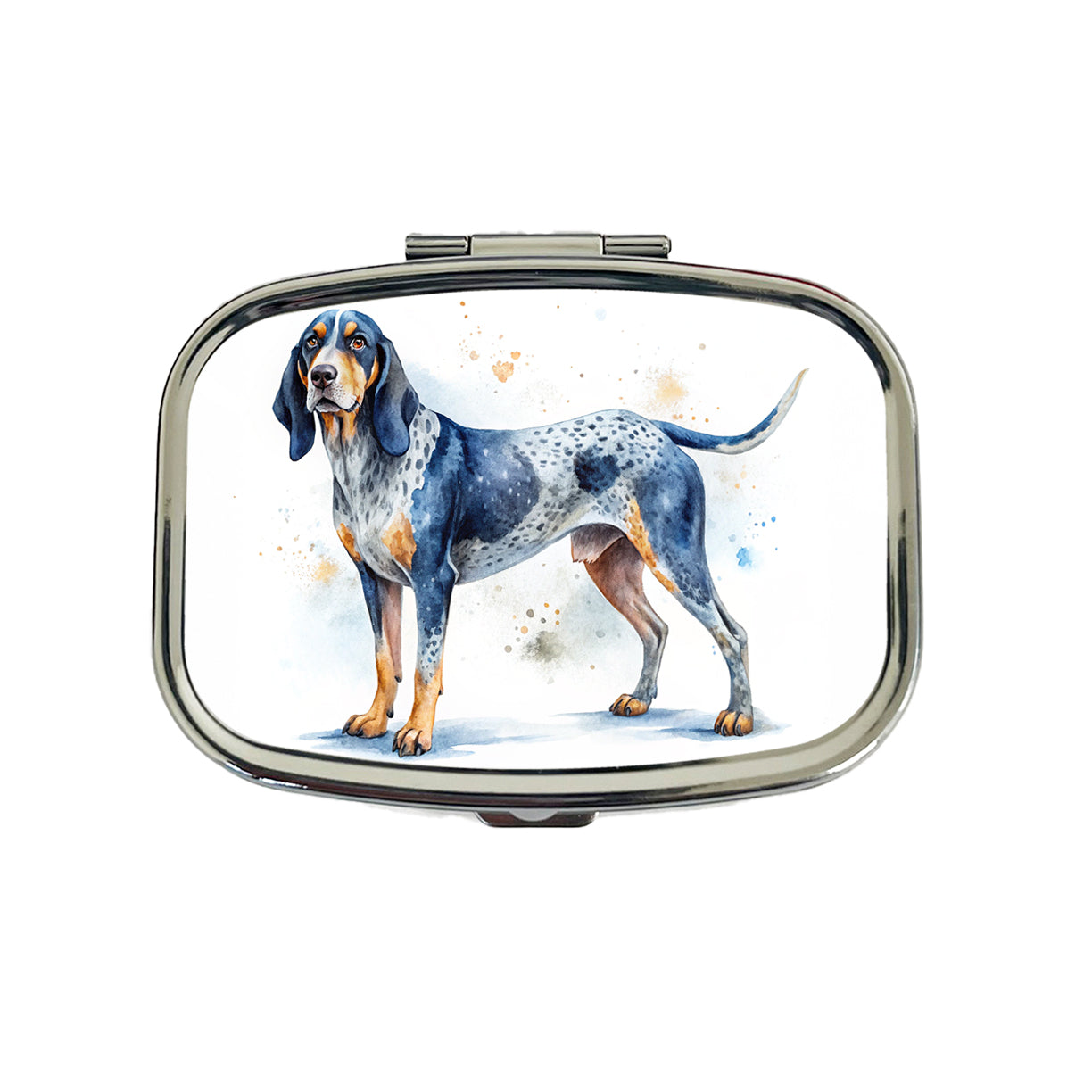Bluetick Coonhound Dog Watercolor Style Travel Pill Box Case