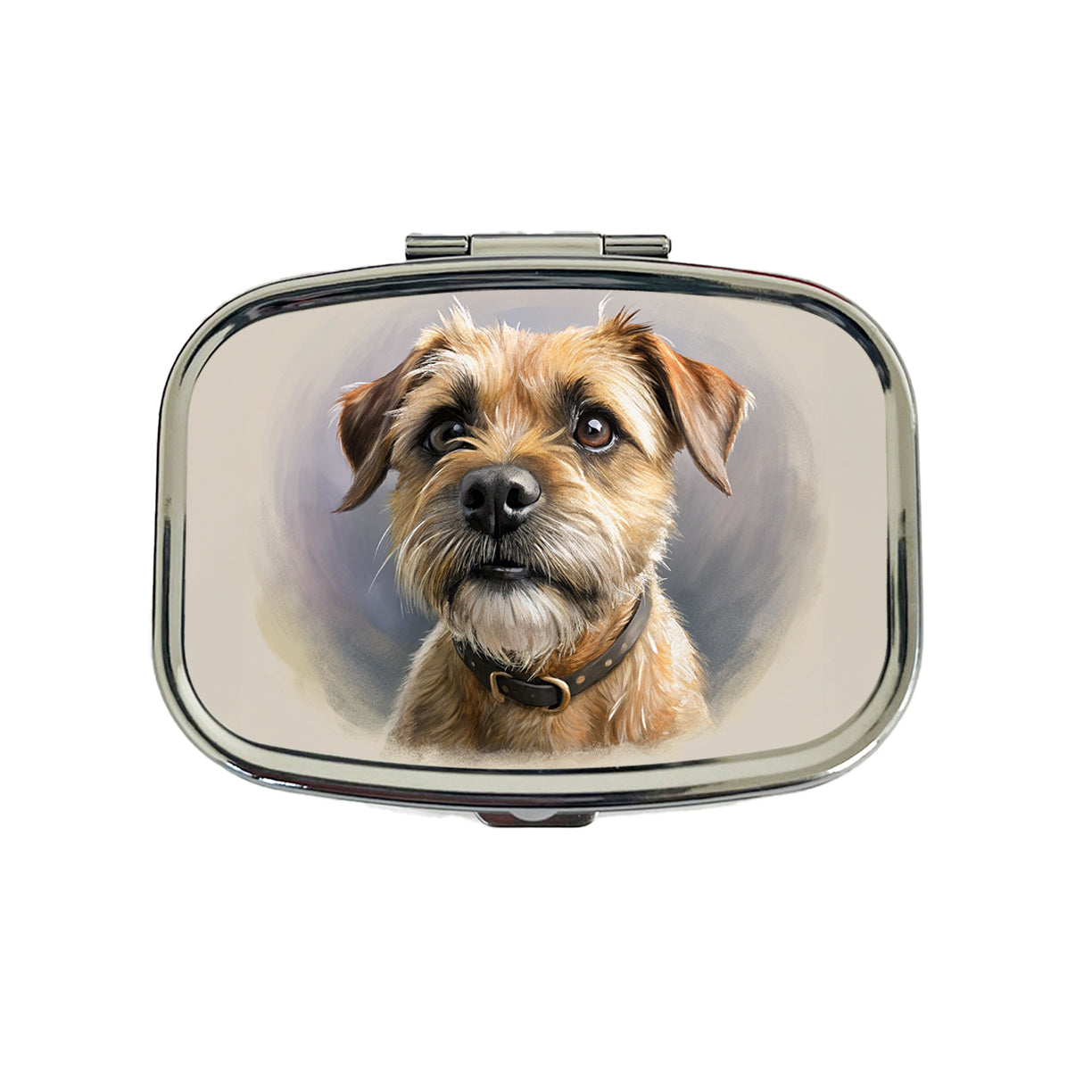 Border Terrier Dog Illustration Travel Pill Box Case