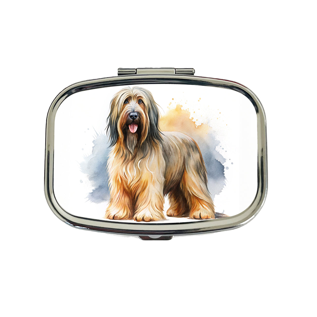 Briard Dog Watercolor Style Travel Pill Box Case