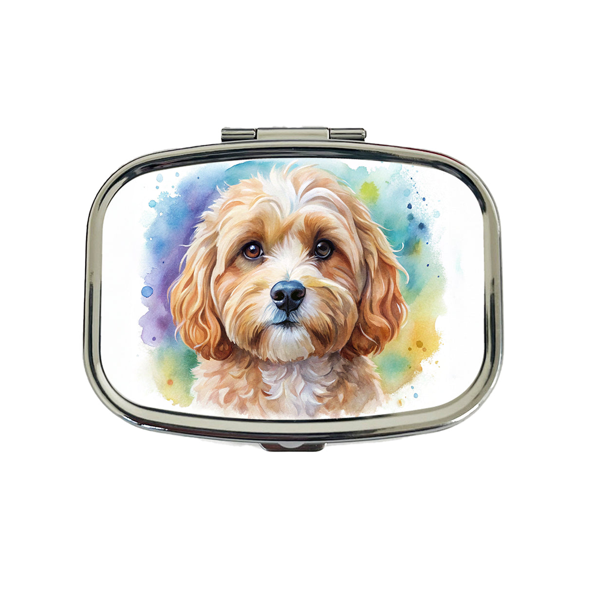Cavapoo Dog Watercolor Style Travel Pill Box Case