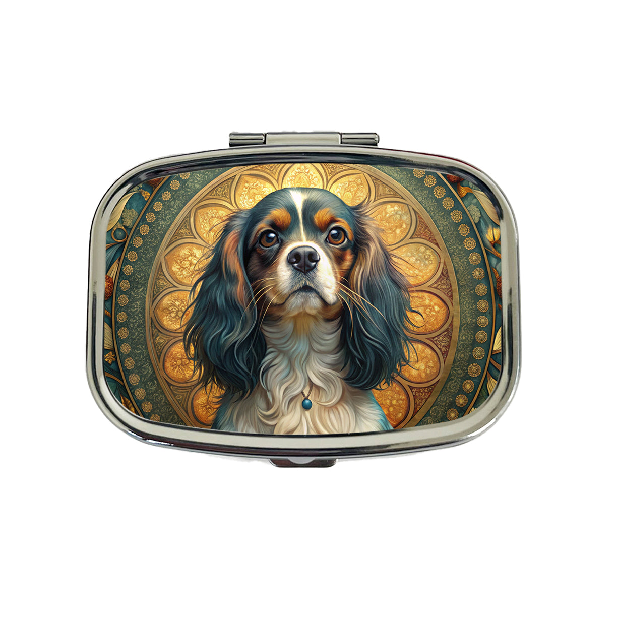 English Toy Spaniel Dog Art Nouveau Travel Pill Box Case