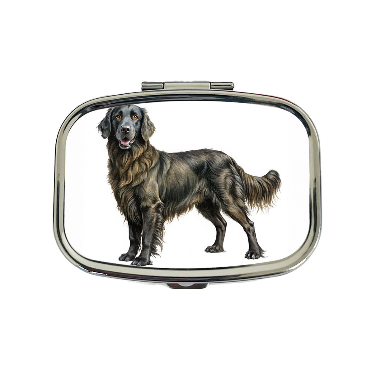 Flat Coated Retriever Dog Illustration Travel Pill Box Case