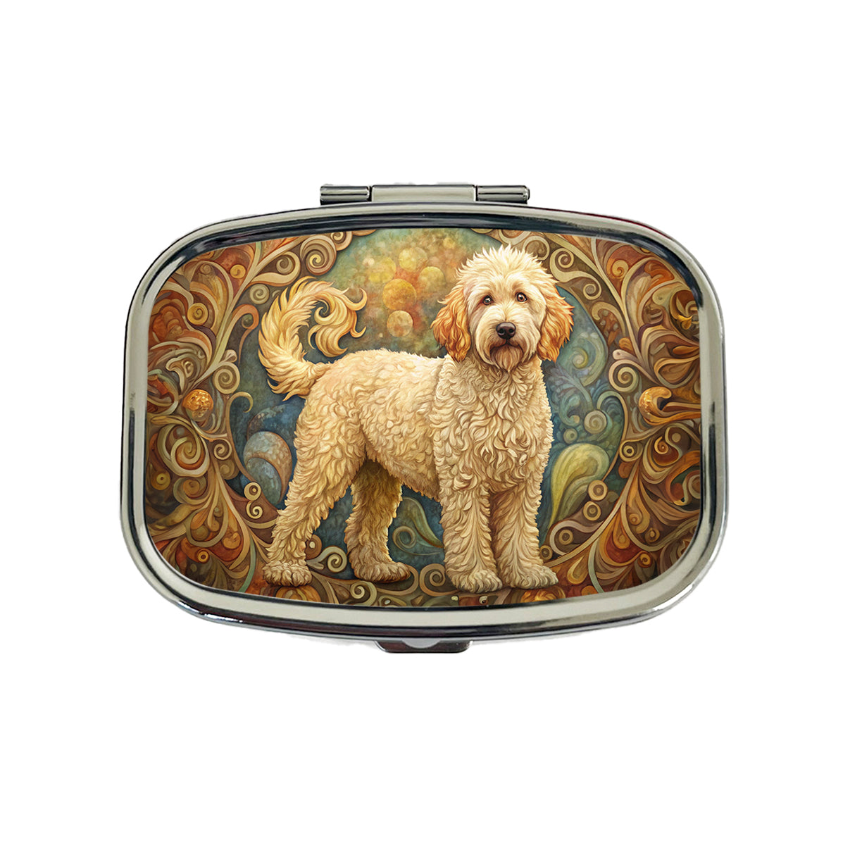Goldendoodle Dog Art Nouveau Travel Pill Box Case