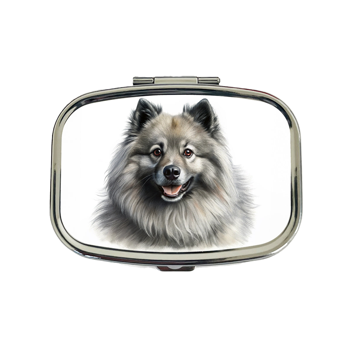Keeshond Dog Illustration Travel Pill Box Case