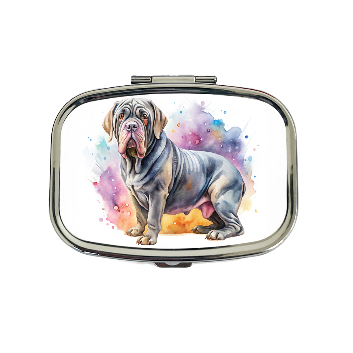 Neapolitan Mastiff Dog Watercolor Style Travel Pill Box Case