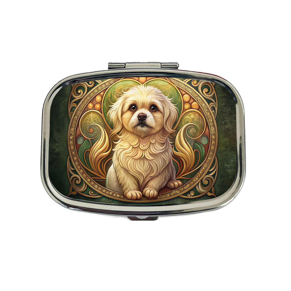 Pekapoo Dog Art Nouveau Travel Pill Box Case