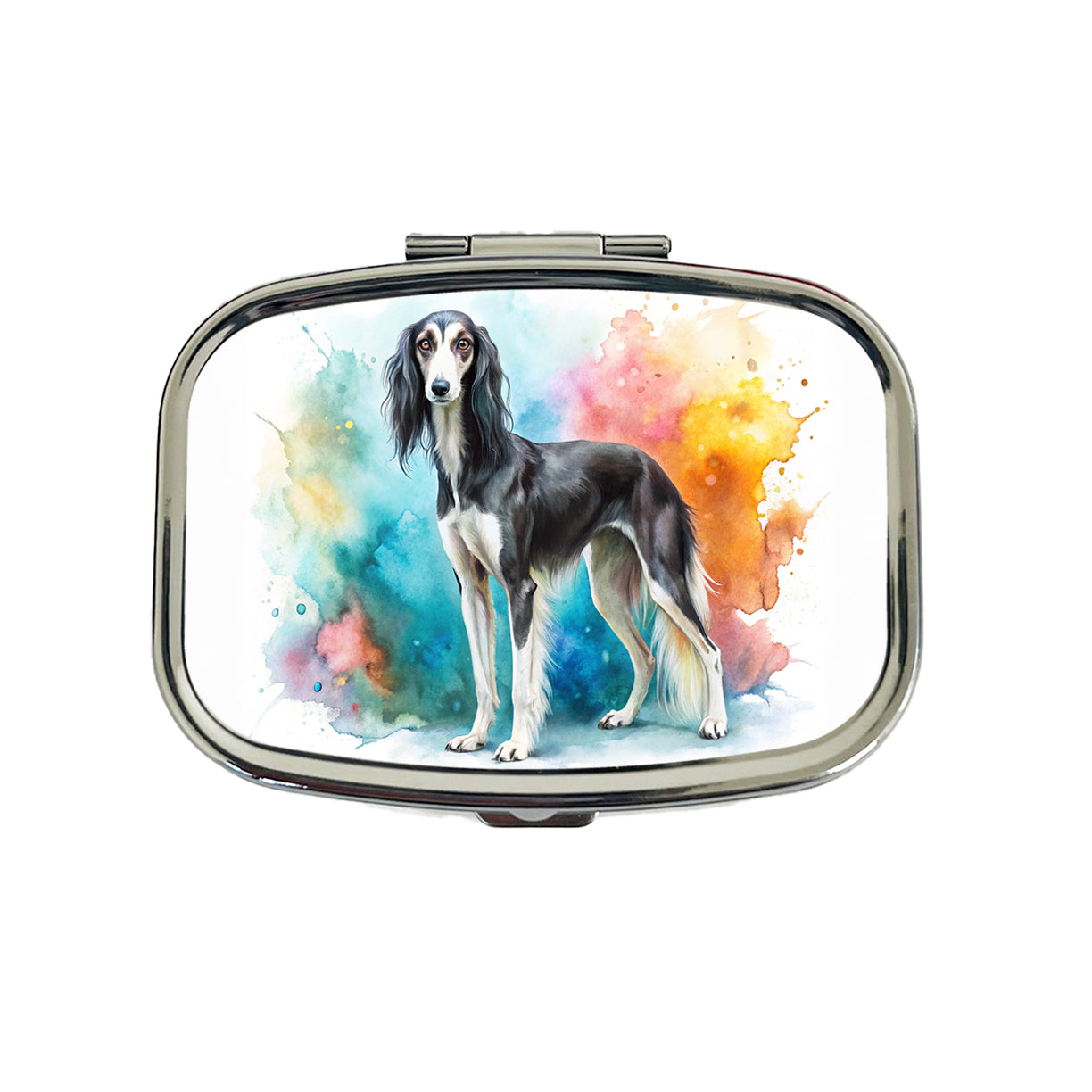 Saluki Dog Watercolor Style Travel Pill Box Case