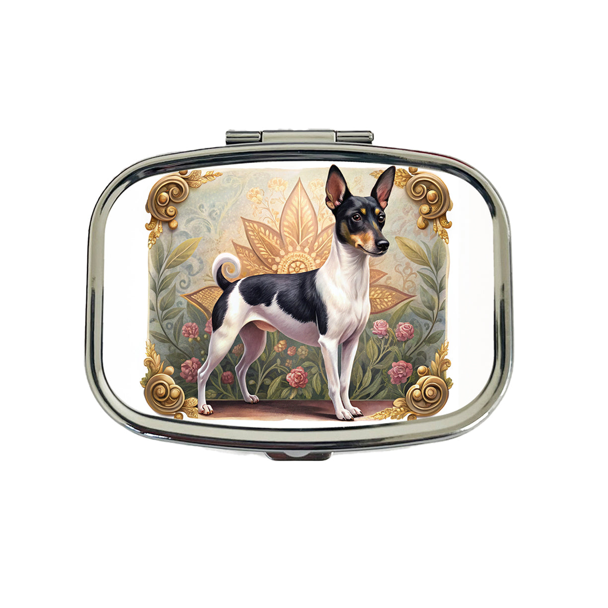 Toy Fox Terrier Dog Art Nouveau Travel Pill Box Case