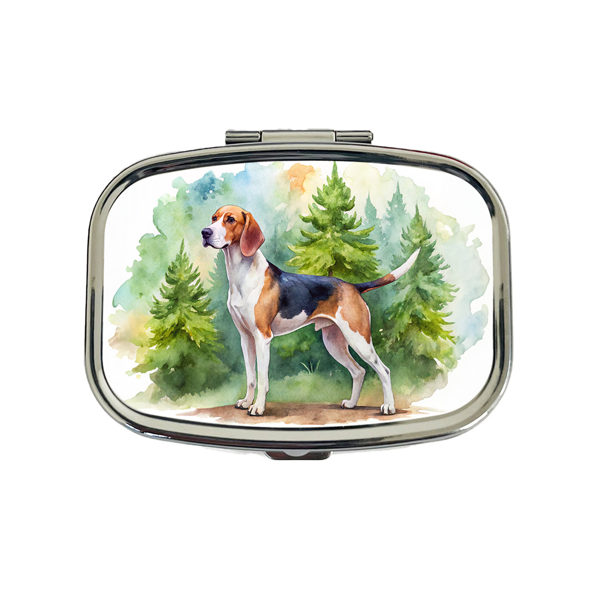 Treeing Walker Coonhound Dog Watercolor Style Travel Pill Box Case