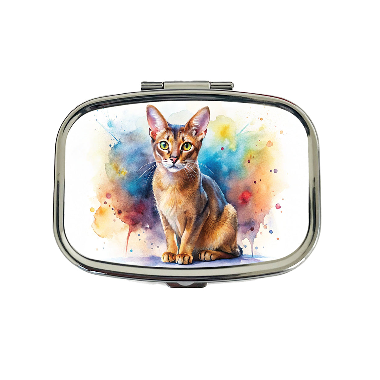 Abyssinian Cat Watercolor Style Travel Pill Box Case