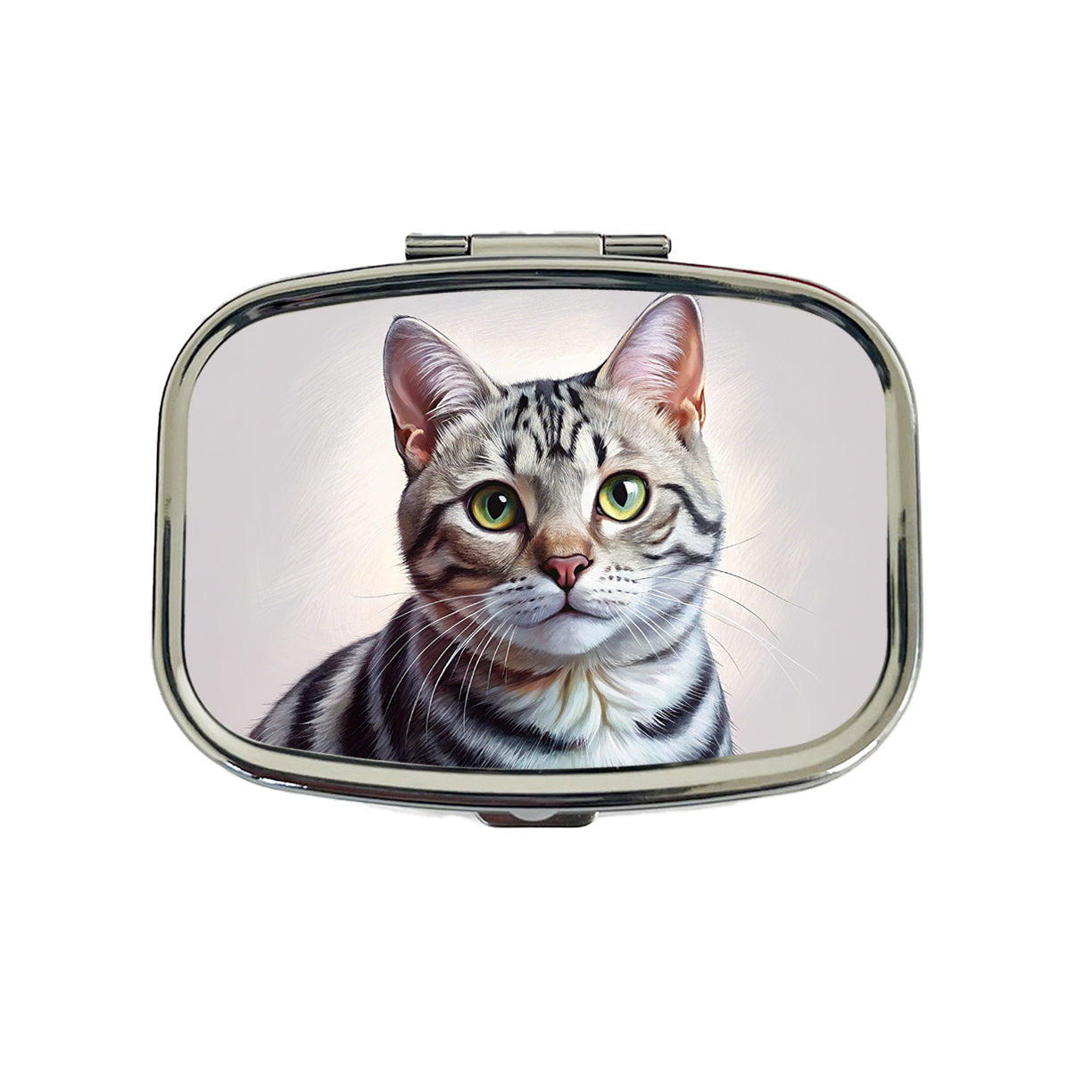 American Shorthair Cat Illustration Travel Pill Box Case