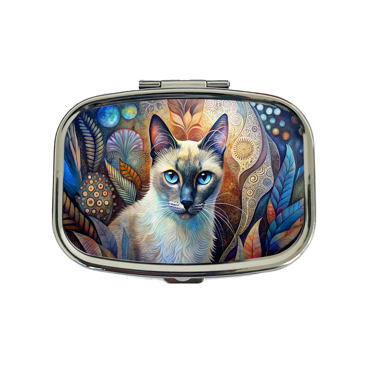 Balinese Cat Abstract Art Travel Pill Box Case