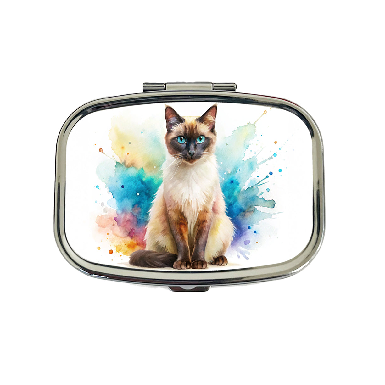 Balinese Cat Watercolor Style Travel Pill Box Case