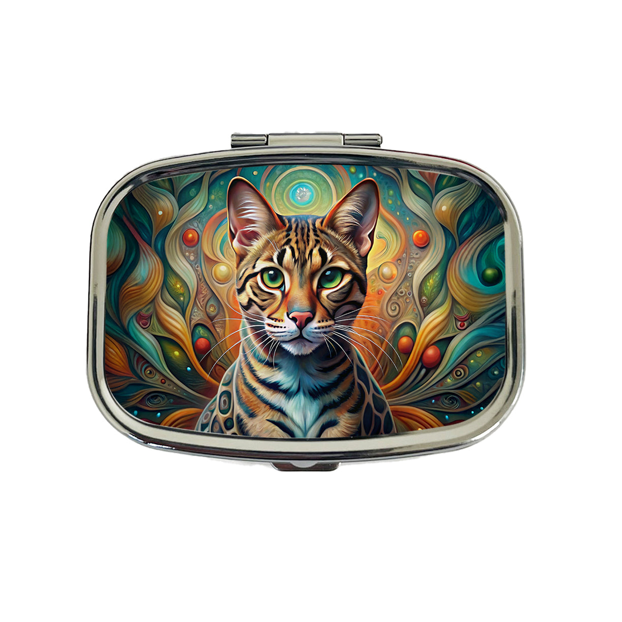 Bengal Cat Abstract Art Travel Pill Box Case