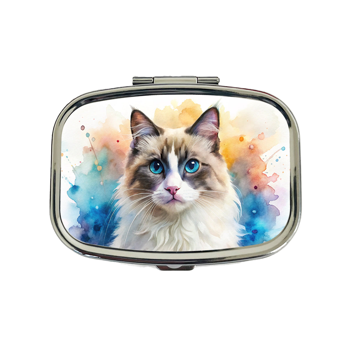 Ragdoll Cat Watercolor Style Travel Pill Box Case