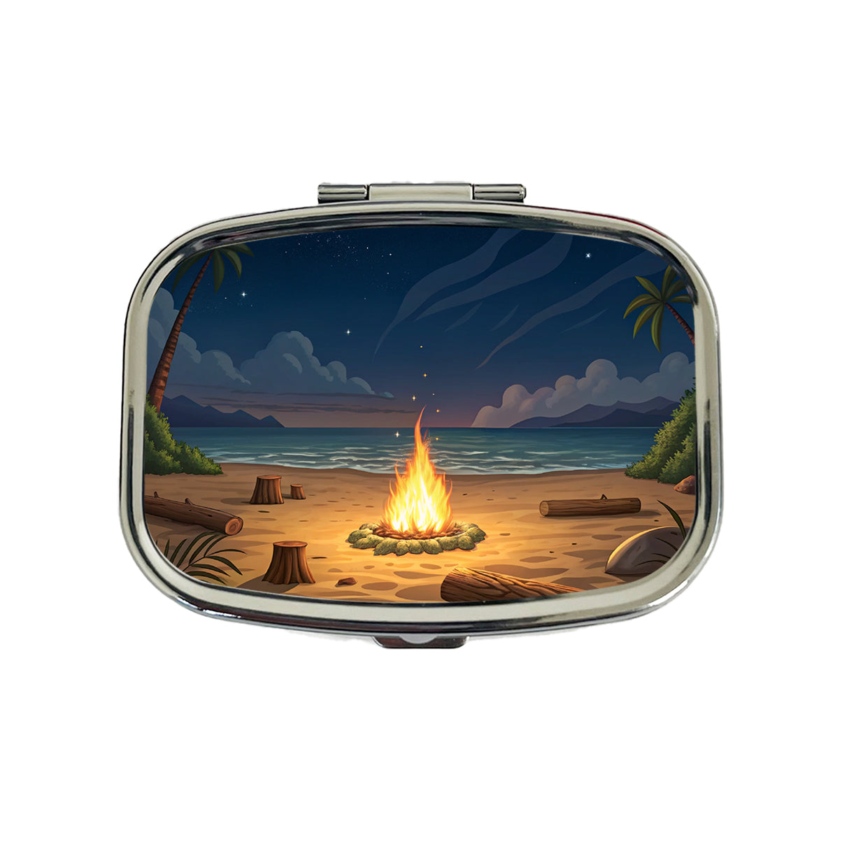 Beach Bonfire Drawing Travel Pill Box Case