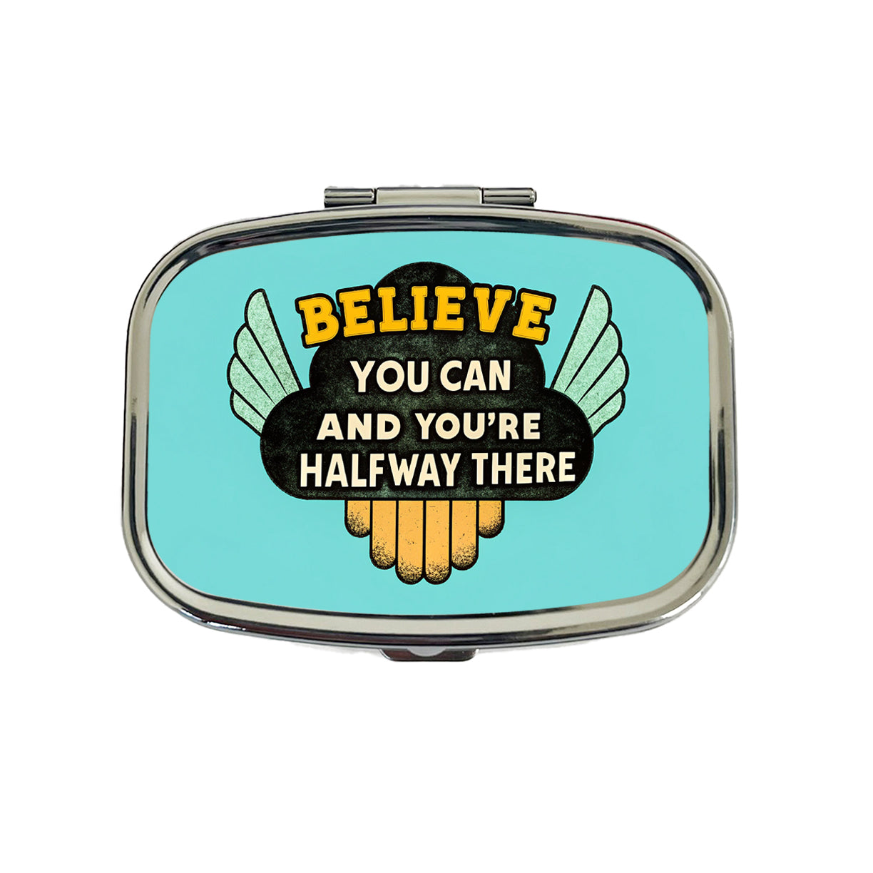 Believe You Can You're Halfway There Inspirational Travel Pill Box Case