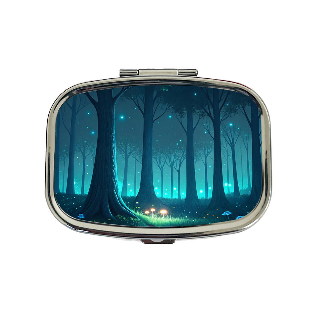 Bioluminescent Forest Mushrooms Trees Travel Pill Box Case
