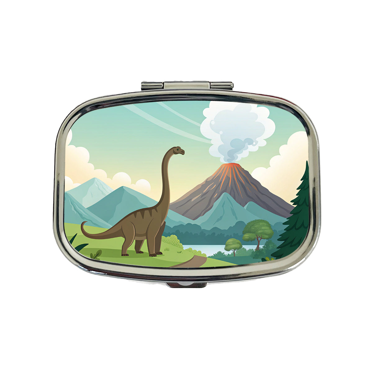 Brachiosaurus Volcano Erupting Dinosaur Travel Pill Box Case