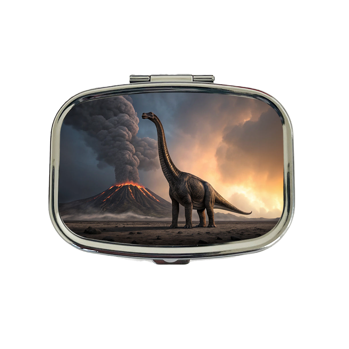 Brachiosaurus Volcano Stark Dinosaur Travel Pill Box Case
