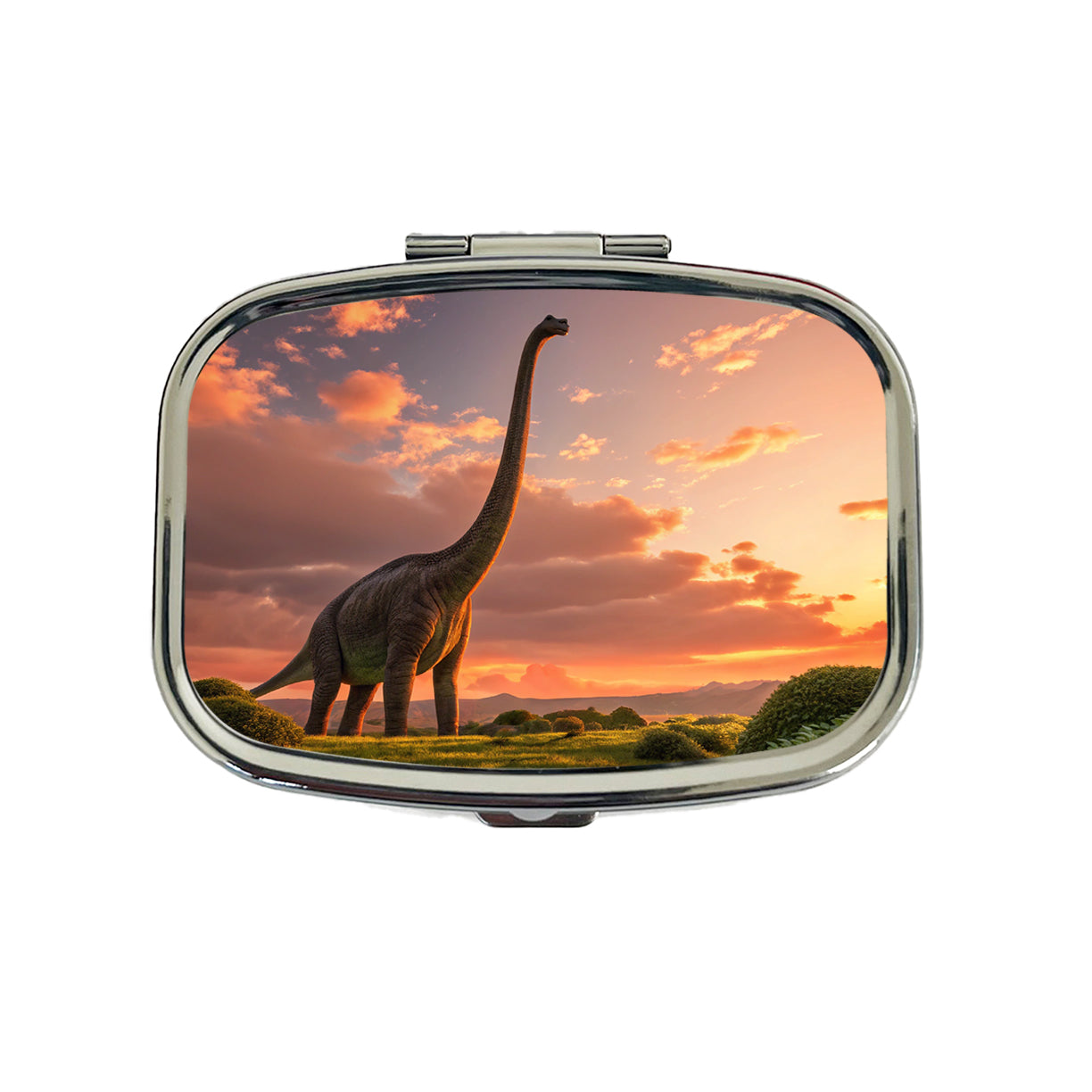 Brontosaurus Sunset Night Dinosaur Travel Pill Box Case