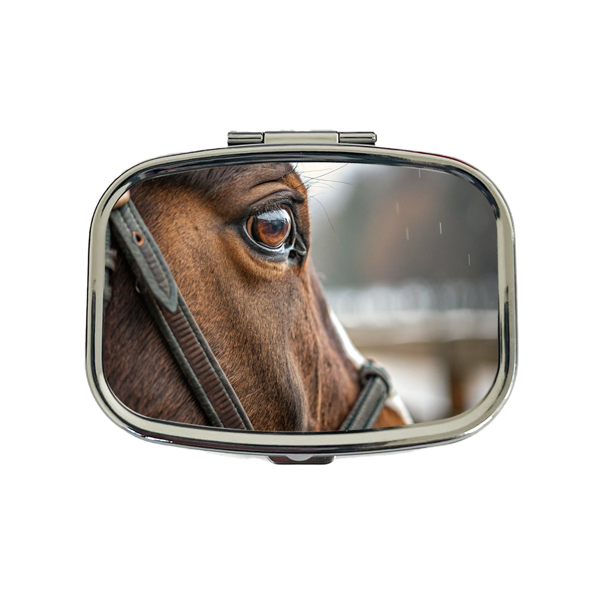 Brown Horse Eye Close Up Travel Pill Box Case