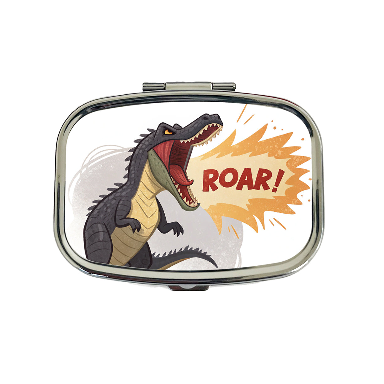 Carnotaurus Roar Bold Text Dinosaur Travel Pill Box Case