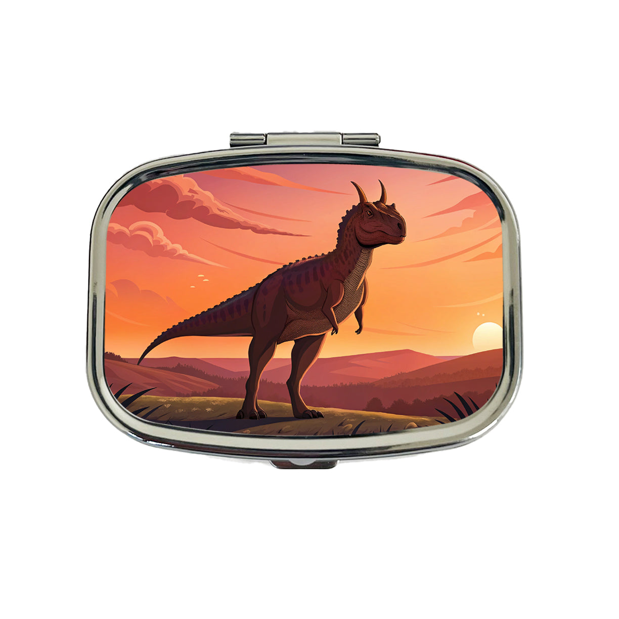 Carnotaurus Sunset Standing Dinosaur Travel Pill Box Case