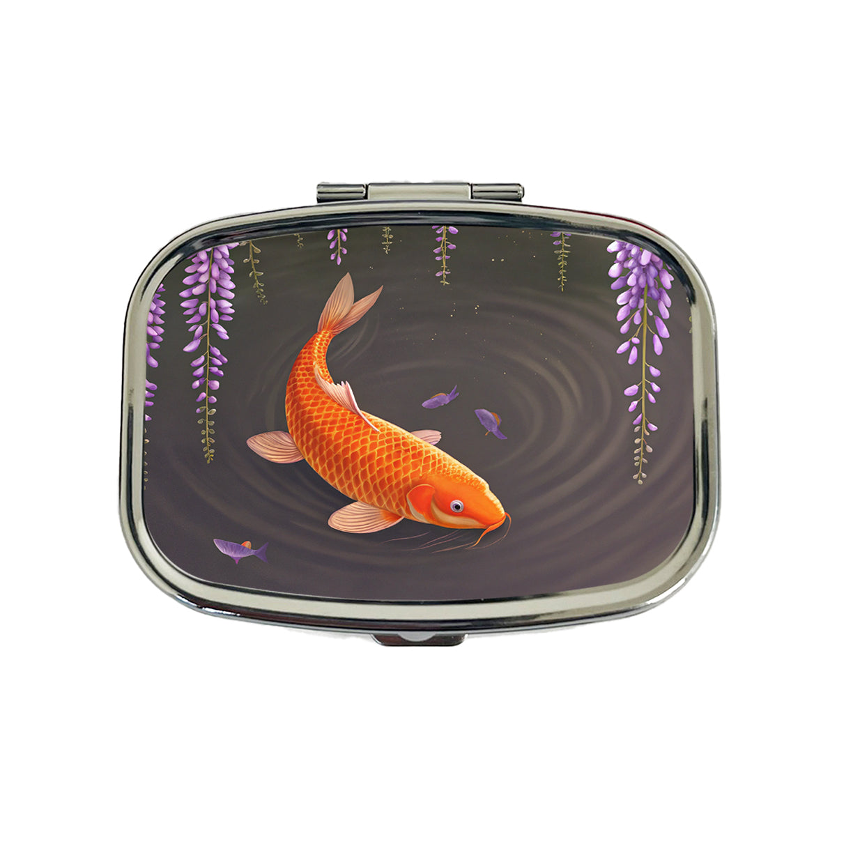 Carp With Wisteria Flowers Pond Travel Pill Box Case