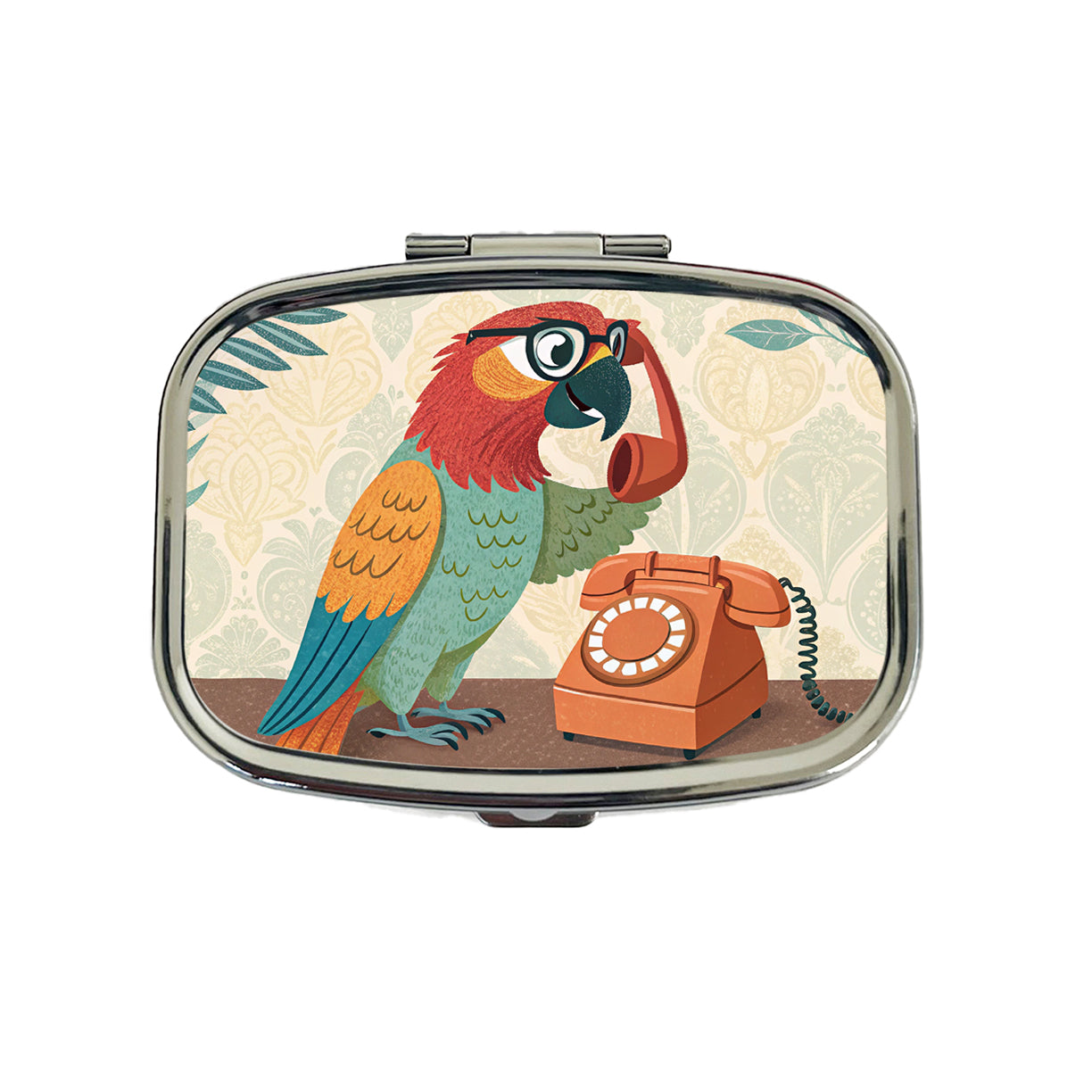 Cool Parrot Wearing Glasses Travel Pill Box Case