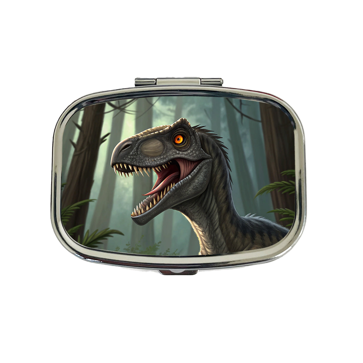 Roaring Raptor Dinosaur Forest Travel Pill Box Case