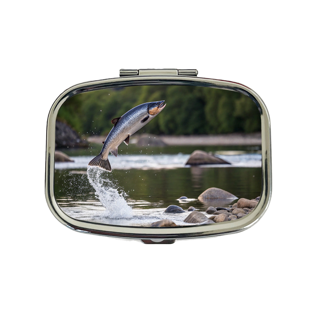 Salmon Fish Jumping Fishing Travel Pill Box Case