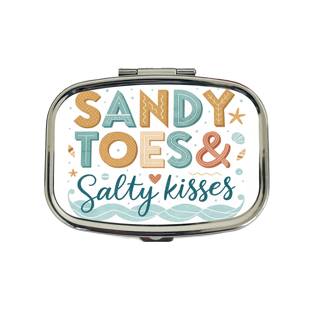 Sandy Toes Salty Kisses Ocean Beach Travel Pill Box Case
