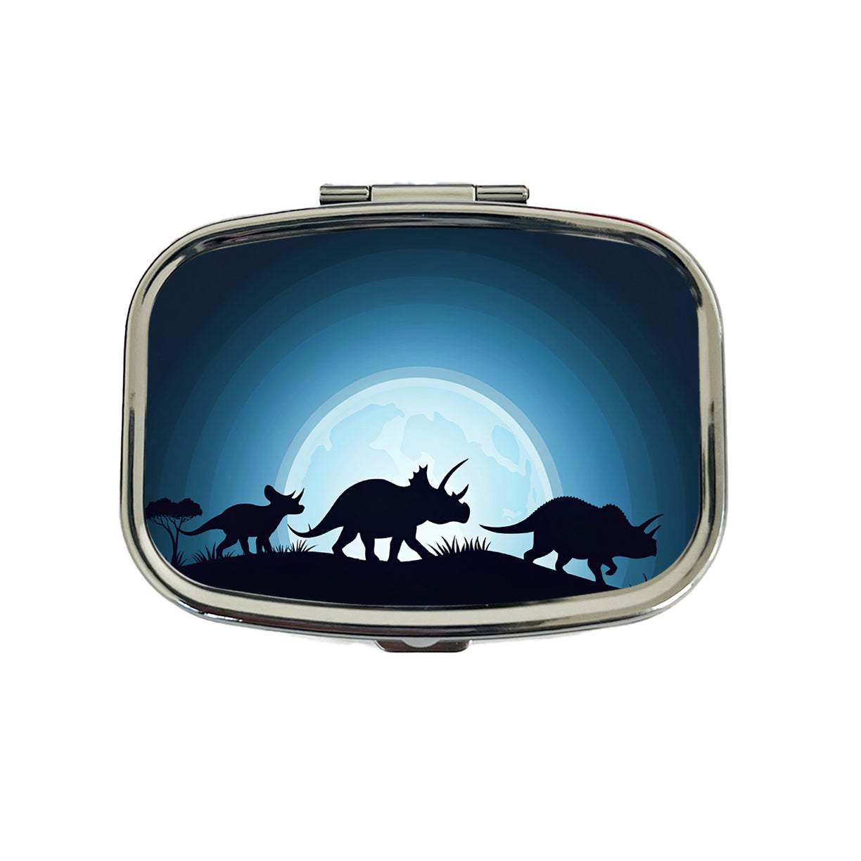 Triceratops Silhouettes Dinosaur Travel Pill Box Case