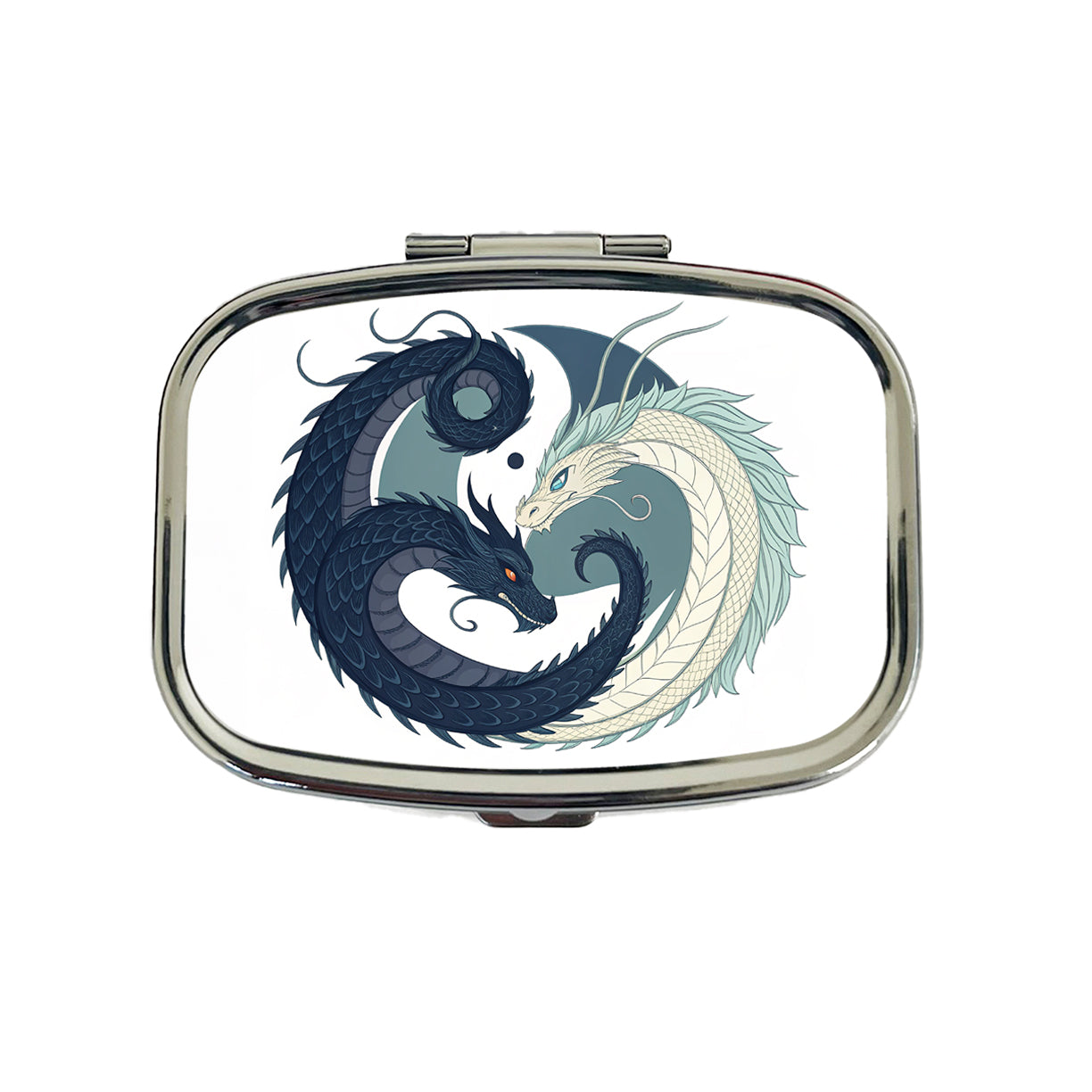 Two Dragons Yin Yang Travel Pill Box Case